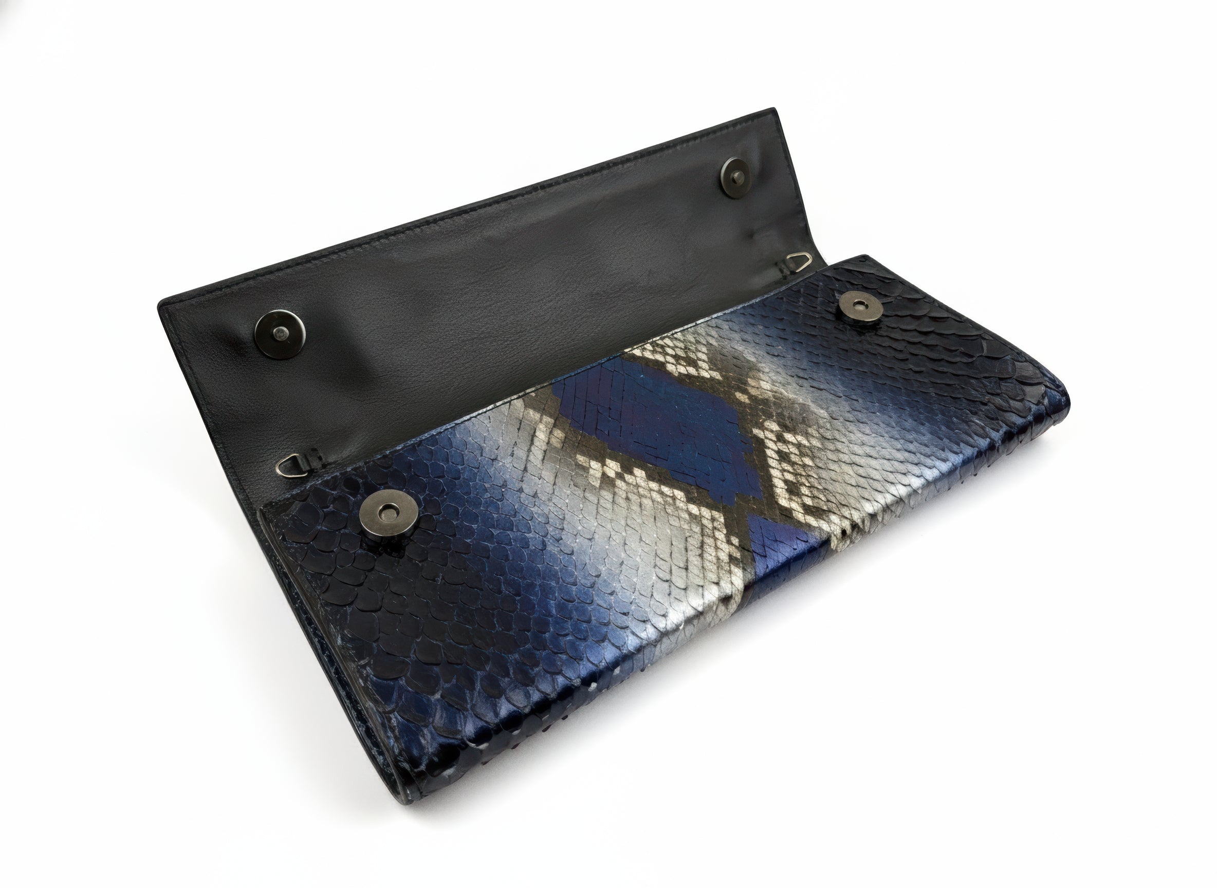 Long Clutch Blue Metallic