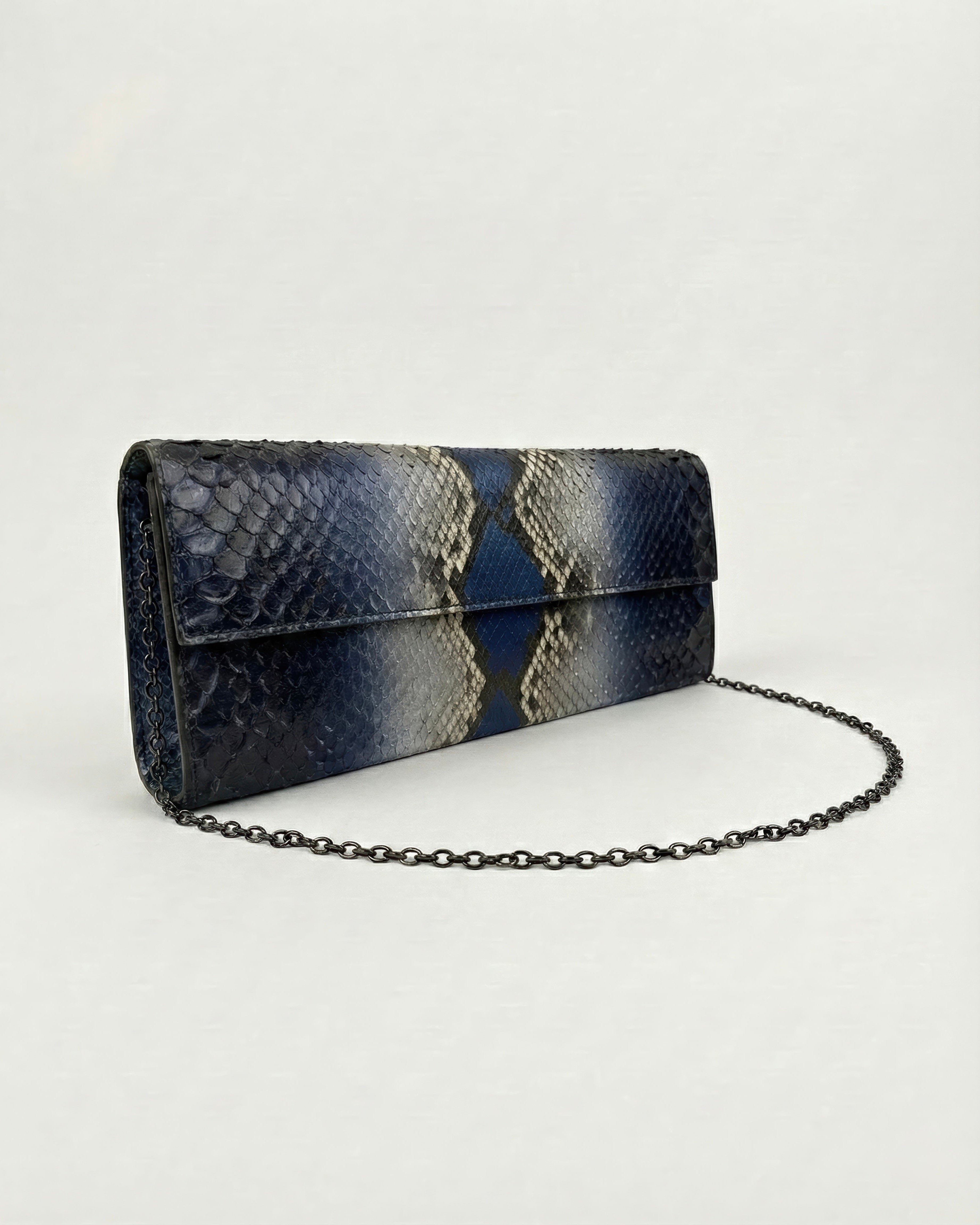 Long Clutch Blue Metallic