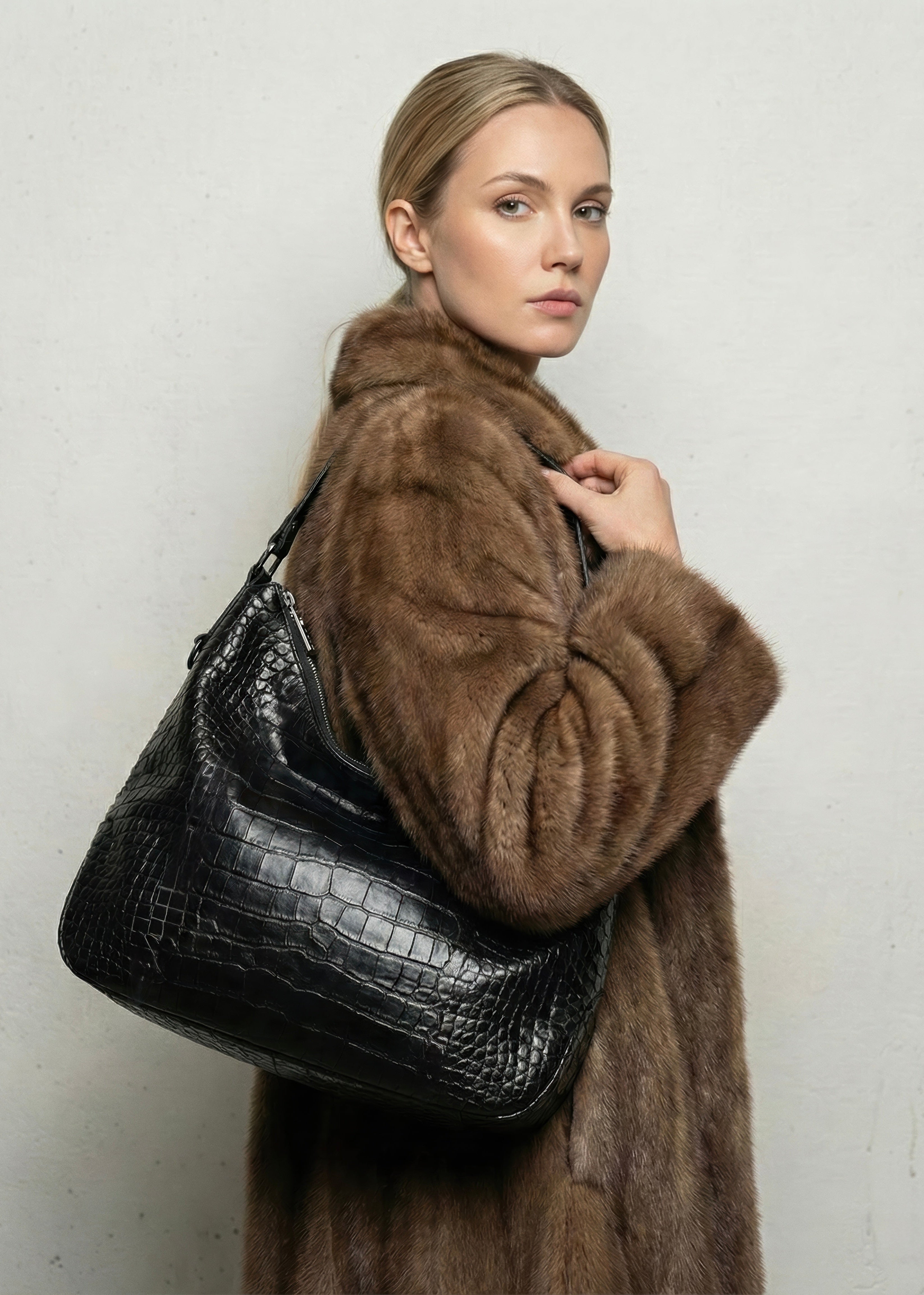 Petra Croco Black & Silver