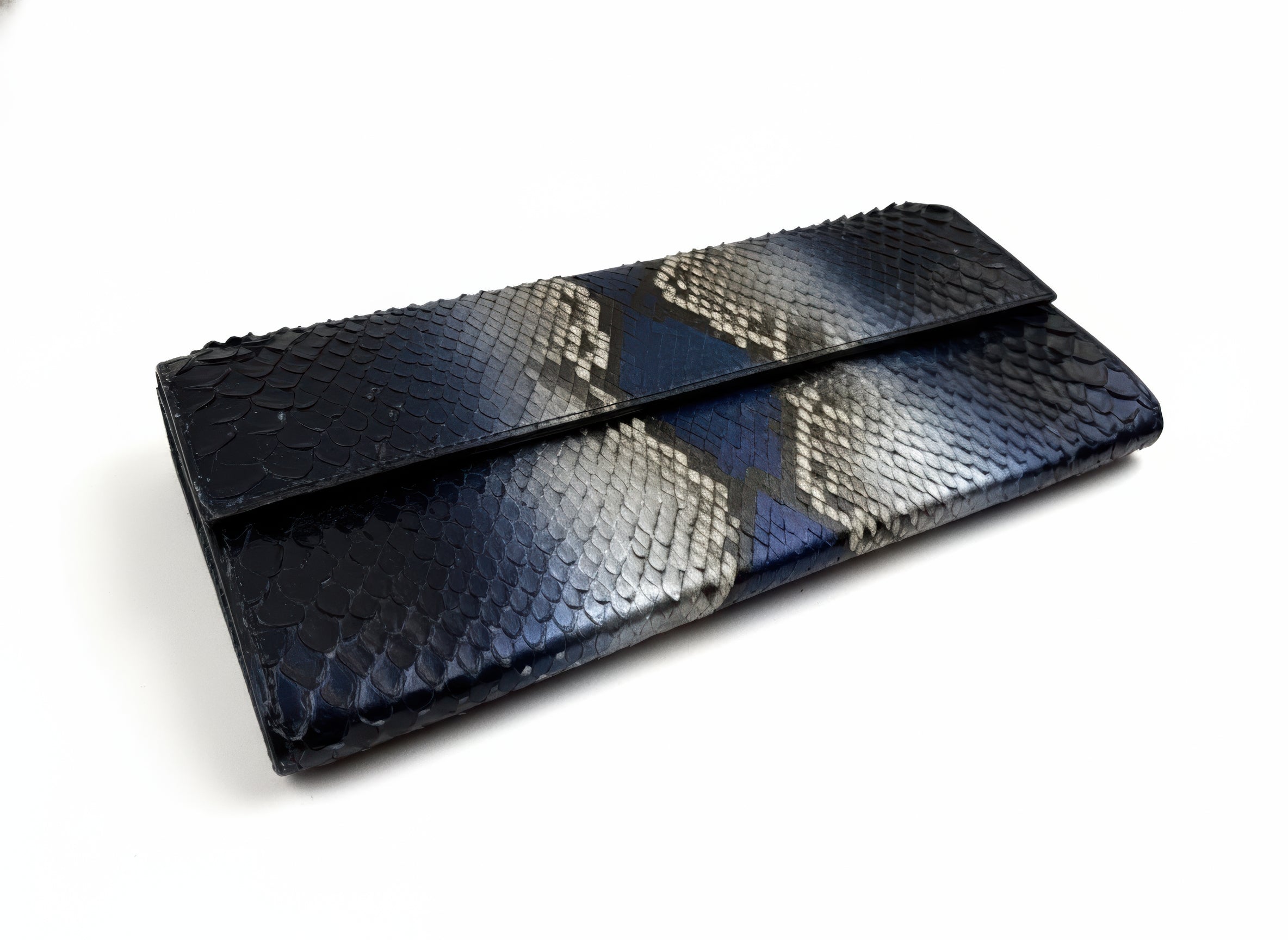 Long Clutch Blue Metallic