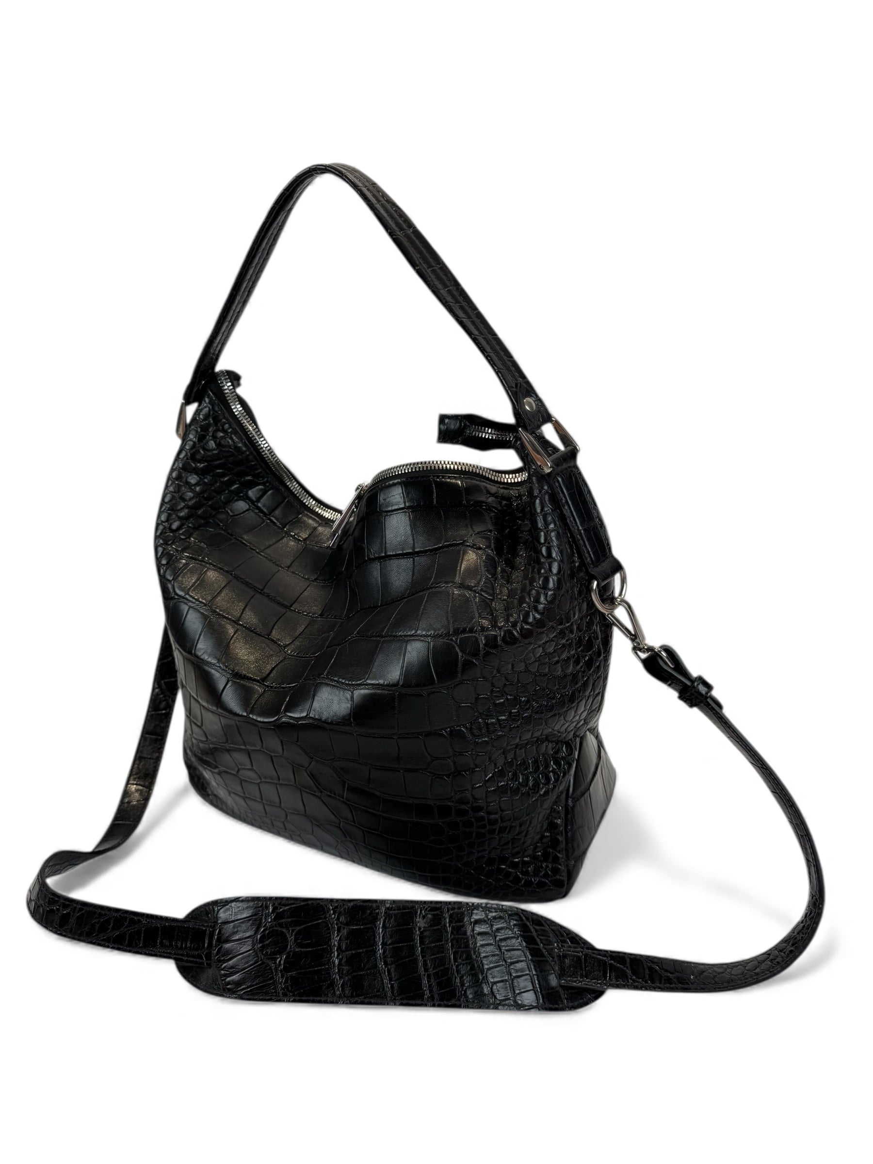 Petra Croco Black & Silver